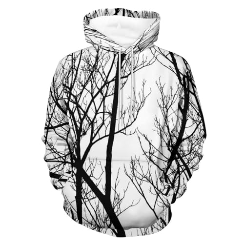 Sweat à capuche branches noires pull unisexe aux finitions soignées taille S