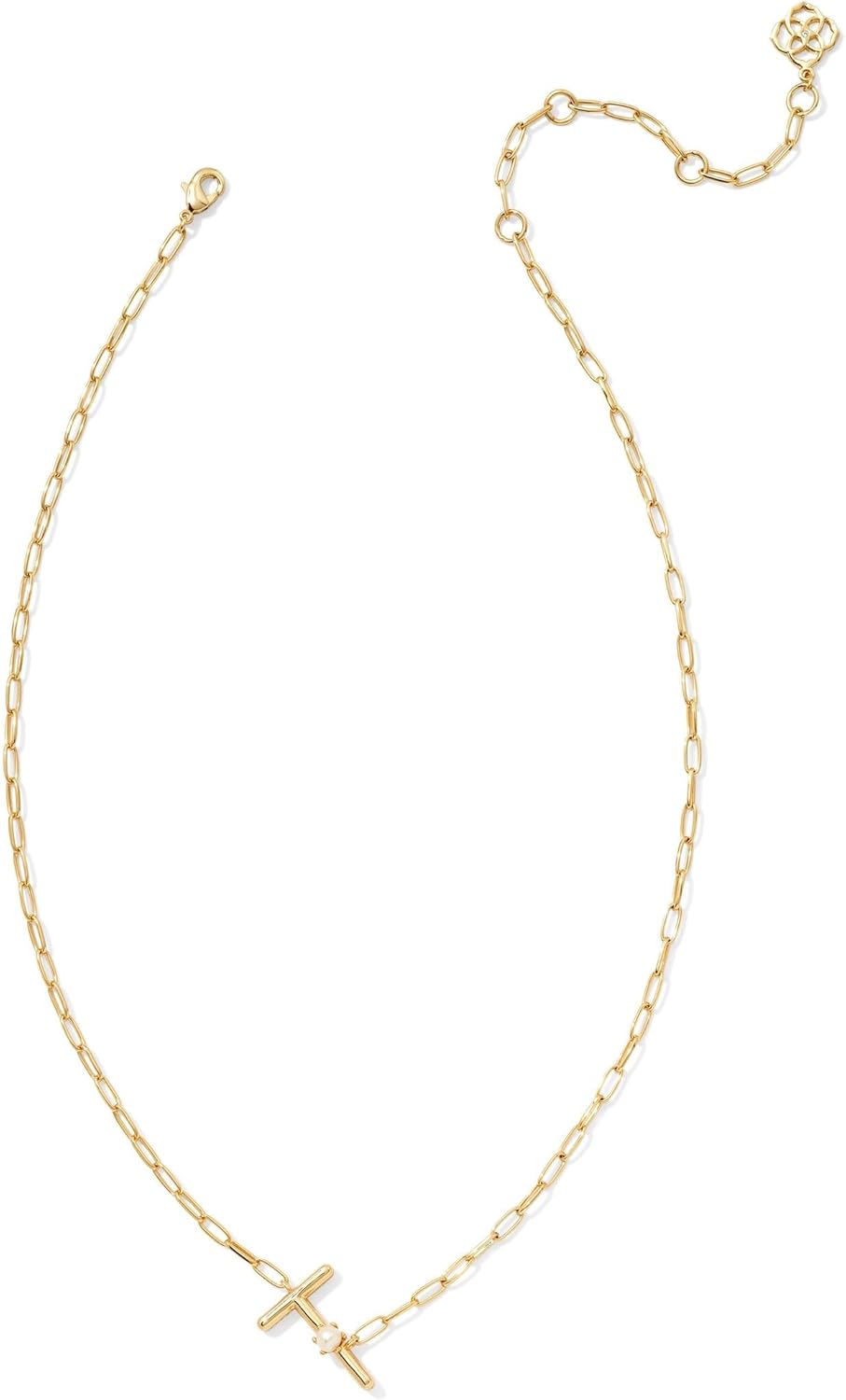 Kendra Scott Womens Pearl Letter T Short Pendant Necklace Gold White Pearl One Size
