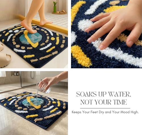 Image of HOMEKART Microfiber Bath Mat 2000 GSM, Super Soft & Absorbent Anti-Skid Bathroom Floor Mat, Quick Dry Door Mat for Bathroom, Bedroom & Kitchen (40x60 cm, Navy Blue) Pack of 1