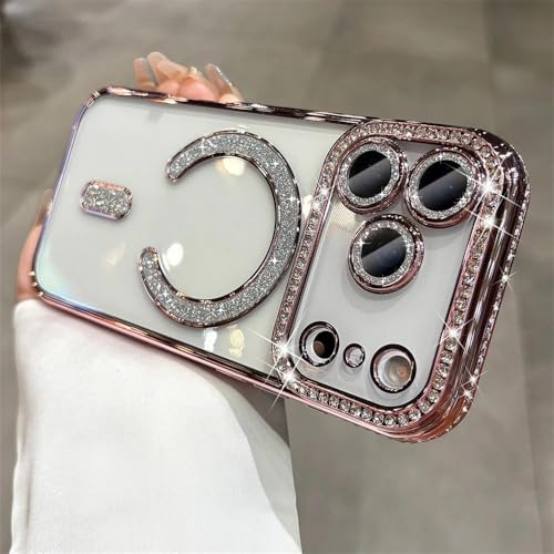 Image of DIZORO Compatible with (iPhone 17 Pro Max Case) Clear Luxury Diamond Glitter Case |Camera Lens Protector with Glitter Ring | Premium Shockproof Glossy Shiny Back Cover Case for Girls Women -Silver