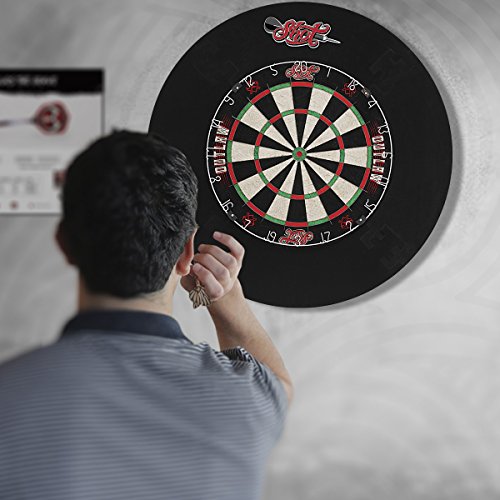 Shot! Darts Darts Outlaw Steel Tip Dartboard-Bladed Bristle Board-Official Competition Size-Self Healing Sisal-Reduced Bounce Outs-Staple Free Bullseye #TOP7