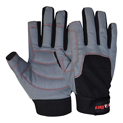 Image of MRX BOXING & FITNESS Sailing Gloves with Cut only Thumb and Index Finger and Grip for Men and Women, Great for Kayaking, Workouts and More Grey /Black Medium
