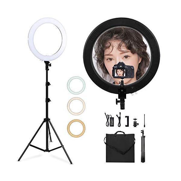 Heorryn Ringlicht, 48cm/18 Zoll LED Selfie Ringlicht Dimmbare Ringlichter 60W mit Stativ & Telefonhalterung für…