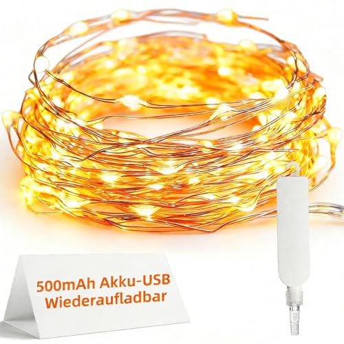 Anpro USB Lichterkette, 10M 100 LED Lichterkette mit USB Aufladbare...