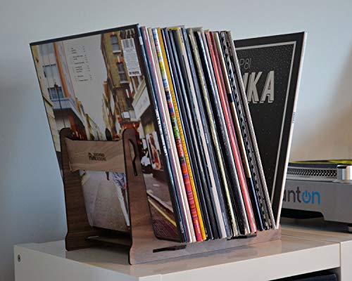 Support de rangement de disques vinyles à double extrémité, 35–60 disques, chêne véritable et placage noyer (Noyer) - Les Beatles, Paul McCartney, John Lennon, RIngo Starr, George Harrison Support de rangement de disques vinyles à double extrémité, 35–60 disques, chêne véritable et placage noyer (Noyer) – Image 5