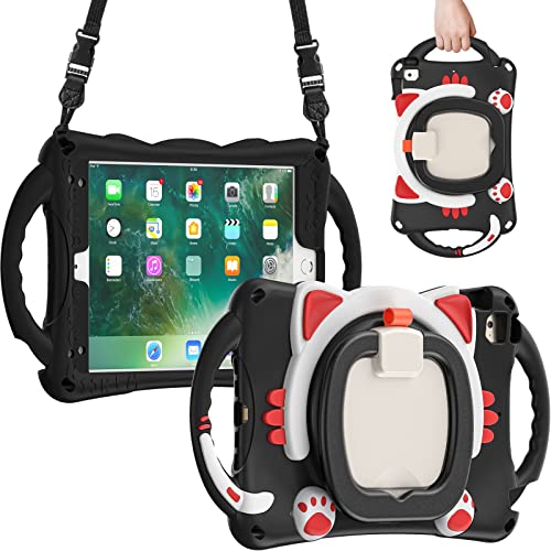 Coque iPad mini pour enfant sécurisée avec poignée de transport et motif chat ludique