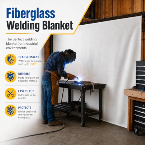 Image of FLASLD Large Fire Blanket for Home and Kitchen, 6 ft x 8 ft Fiberglass Welding Blanket Emergency for People, Flame Retardant Protection and Heat Insulation