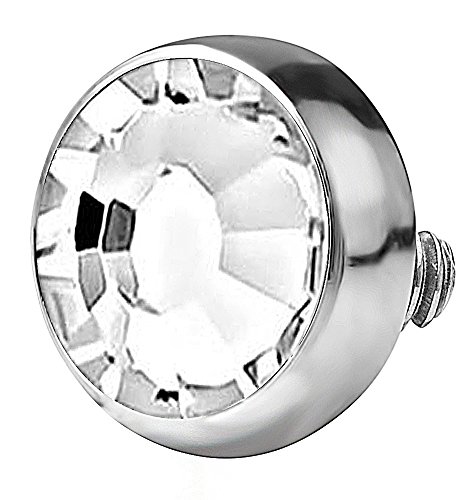 Forbidden Body Jewelry 14g 316L Internally Threaded Ultra Thin Flat Disc Clear 4.4 mm Gem Top for Dermal Piercing