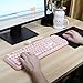 Wireless Keyboard and Mouse Combo V910 2.4GHz Encrypted Wireless Connection Cute Round Key Quiet Keyboard and Mouse Set for Laptop PC Mac Desktop Computer Windows 10（Pink）