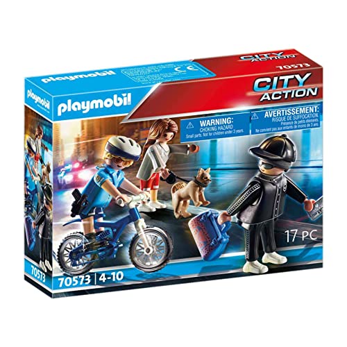 PLAYMOBIL City Action 70573 Bici Policial, persecución del carterista, para niños de 4 a 10 años