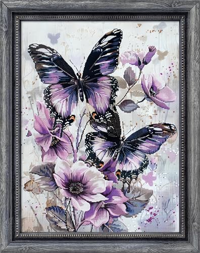 Image of Leczany Cross Stitch Patterns Stamped Kit for Beginners | Embroidery Supplies DIY Craft Kit Needlepoint for Adults Starter | 11CT, 3 Strands | Butterflies and Flowers 15.8x20.9 inches