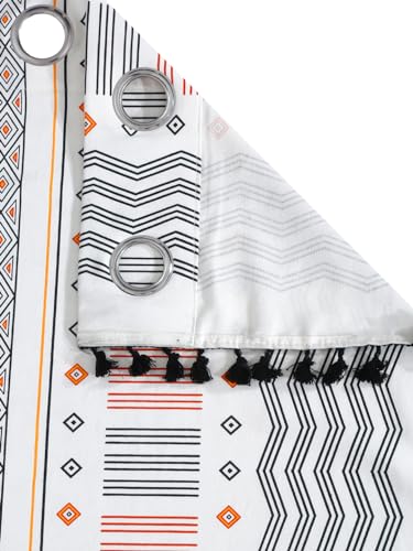 Image of Cortina 100% Cotton, Bohemian Tasseled Boho Print, Room Darkening Curtains for Window (with Back Tabs) - 9 Feet, Multicolor, 2 Piece (Length 270 cm)