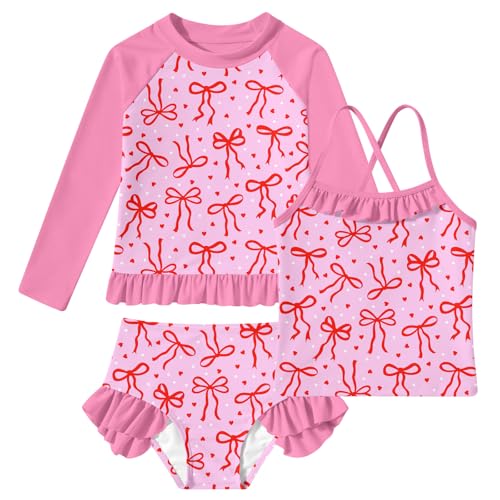 Image of BFUSTYLE Girls Swimsuit 3 Pieces Rash Guard Kids Long Sleeves Bathing Suit 3-8 Years Sun Proction Swimwear Tankini