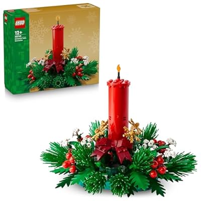 LEGO Decorazione da Tavolo Natalizia - Candela Rossa Giocattolo da Esposizione con Bacche Stelle e Fogliame - Attività per la Famiglia - Regalo Natalizio per Bambine e Bambini da 12 Anni - 40743