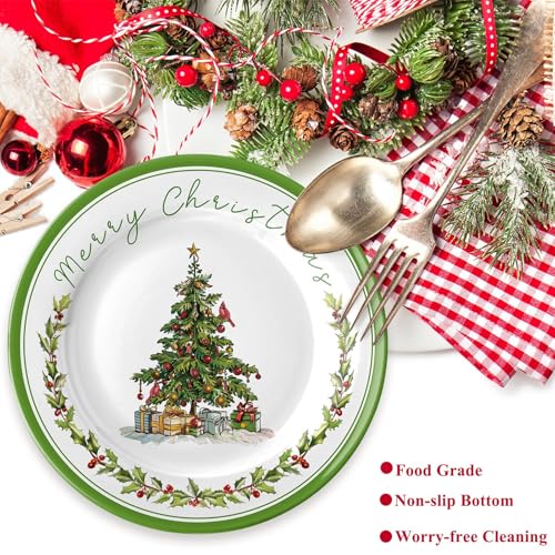LOYIM 6 Pcs Christmas Melamine Plates Dinner Salad Plates Xmas Tree Dinnerware Xmas Wreath Dishes Holiday Tableware for Dessert Salad Appetizer Birthday Party(Christmas Tree,8 Inches) by LOYIM - Image 3