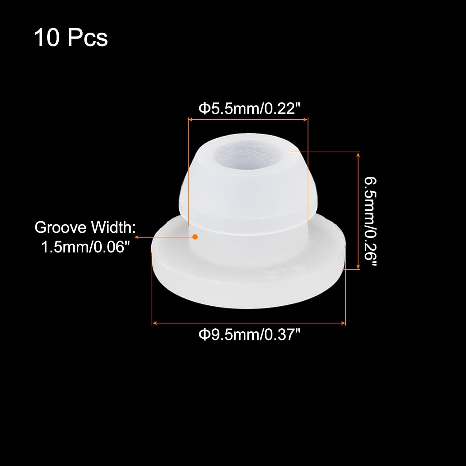 MECCANIXITY 10pcs Silicone Snap in Locking Hole Plugs,5.5mm/0.2 Inch Mounting Diameter Narrow Groove Width 1.5mm Panel Seal Cover Round for Kitchen Bulkheads Waterproof Sealing Plugs Clear