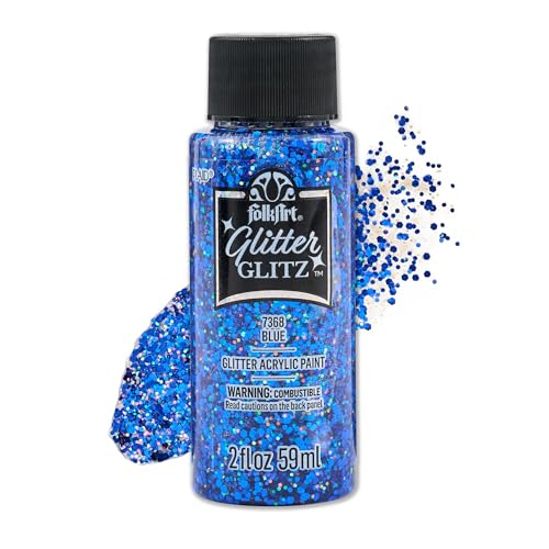 Image of FolkArt Glitter Glitz Acrylic Craft Paint, Blue, 2 fl oz