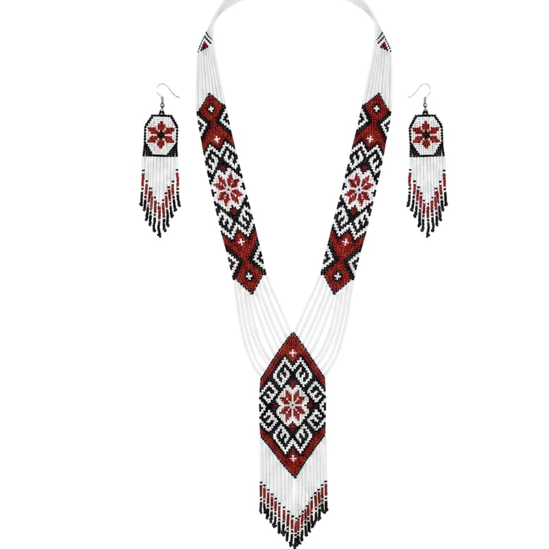 Gerdan ucraniano de LKBEADS: conjunto de collar y pendientes artesanales multicolor