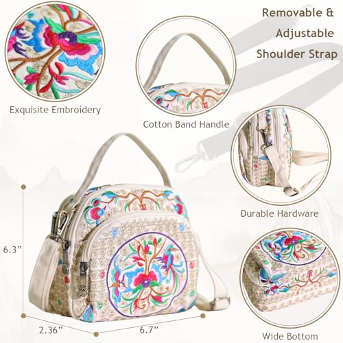 Bolso pequeño bandolera con bordado floral para mujer miniatura 4