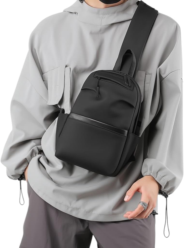 Mochila masculina e feminina emborrachada à prova d’água bolsa de ombro mochila transversal bolso anti-furto shower bag