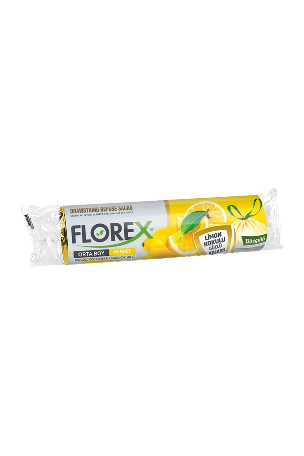 Florex Büzgülü Çöp Torbası 55x60 Cm 3'lü Eko Paket Lavanta-Çilek-Limon Kokulu