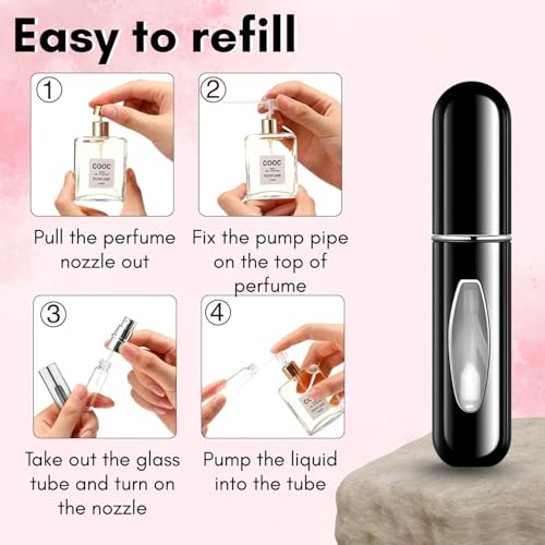 Image of Munshi & Saint Mini Perfume Refill Bottle, Easy To Refill & Carry Pocket Size Aluminium Glass Empty Bottle - 5Ml (Pack Of 1), Multicolour