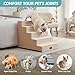 COZY KISS Hundetreppe für Kleine Hunde, 5 Stufen Breiter Haustiertreppe für Bett Couch Auto, 60cm Hoch Hochdichtem Schaumstoff Katzentreppe mit Abnehmbarem Bezug (Beige, 75x50x60cm, 5)