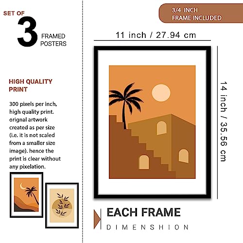 Image of NoWorries Minimalist theme coconut tree wall paintings for home decoration /Tree art wall frames for wall decor Set of 3 Frames (Theme-Nature) (Pattern-Minimal) (Art-14, 10x13inch)