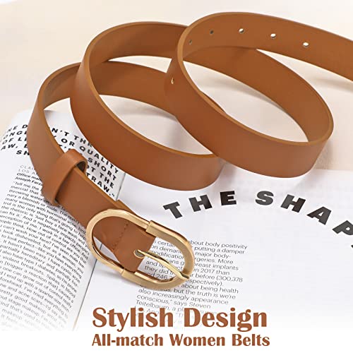 Image of VONMELLI 3 Pack Women's Belts for Jeans Pants Fashion Gold Buckle Ladies Dress Belt