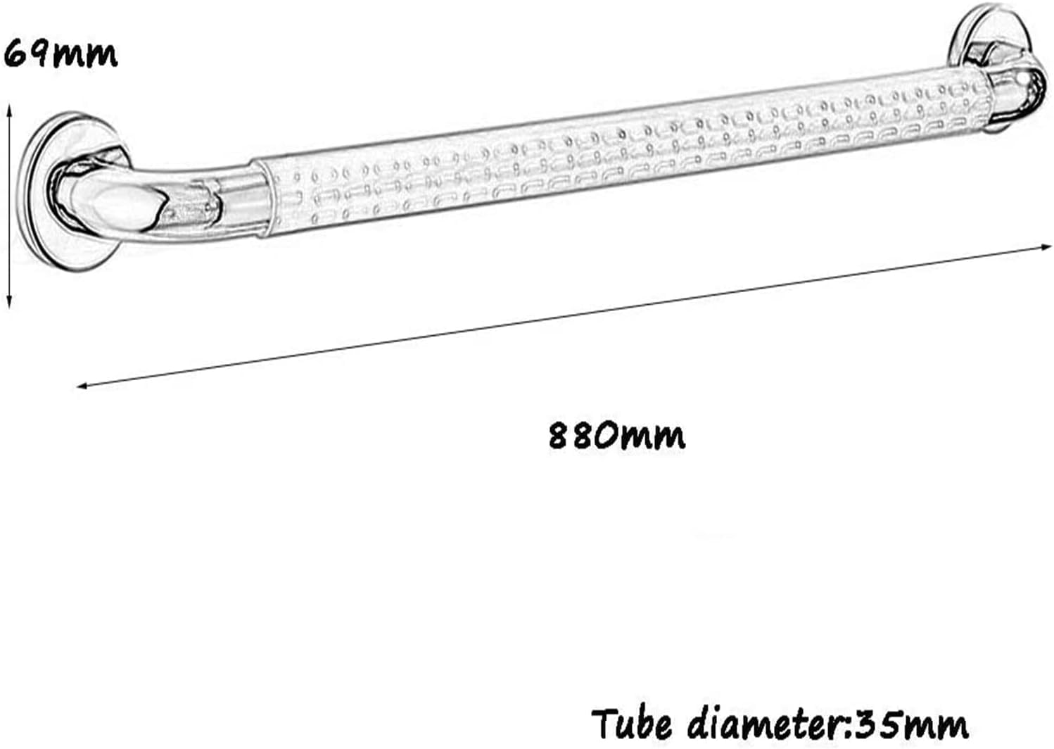 Maniglie, corrimano, supporti di sicurezza per anziani disabili, ventose resistenti, impugnature lucide antiscivolo, strumento doccia WC, acciaio inossidabile 304, 78 cm (88 cm)