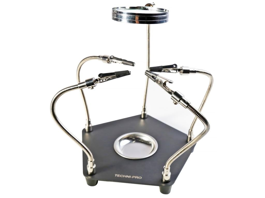 Techni-Pro TNP100193EA - Circuit Board Holder w/Magnifying Glass, Flexible Arm (Black)
