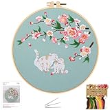 Kit Bordado para Adultos, Punto de Cruz Kit Completo Incluye Tela para Bordar con Dibujo, Bastidor de Bordar, Instrucciones, Hilos de Colores y Agujas, Embroidery Kit Regalo, Bordar Kit Principiantes.