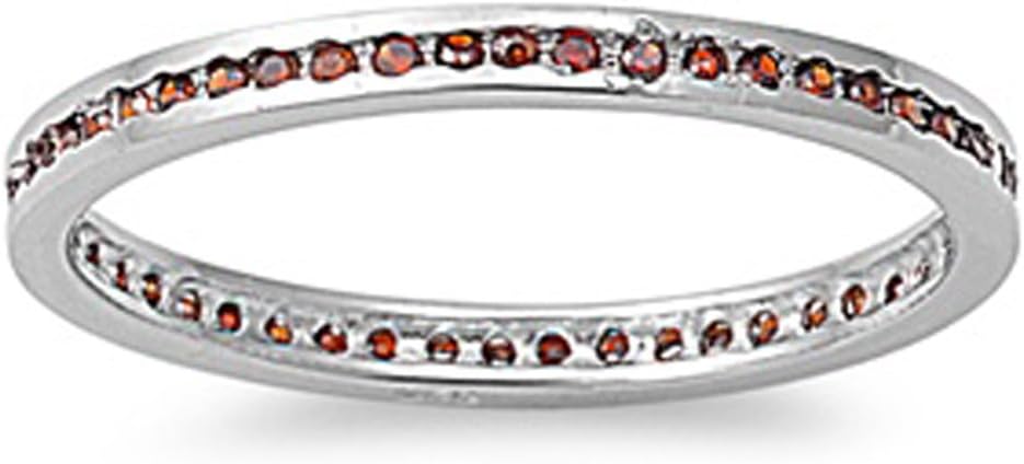 CHOOSE YOUR COLOR Sterling Silver Thin Eternity Ring