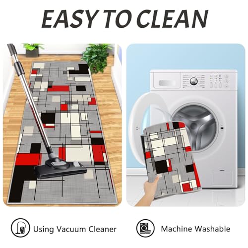 Alfombras de cocina para comedor con diseño geométrico moderno y lavable 7