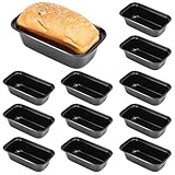 KisSealed 12Pcs Mini Loaf Pan for Baking Bread, Black Nonstick Baking Pans Carbon Steel Meatloaf Pan Rectangle Baking Molds for Meatloaf Brownies Pound Cakes Oven(6 x 3.3 x 2 Inch)