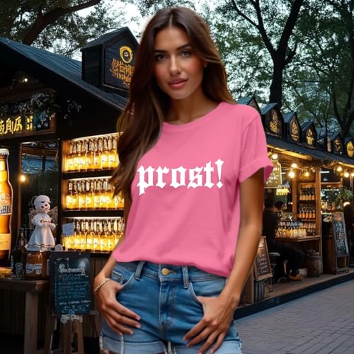 Oktoberfest Shirt Women German Bavarian Themed T-Shirts Prost-Letter Printing Tee Tops4