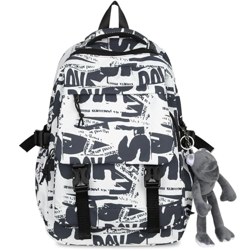 Teclado Fashion Backpack with Cute Accessory 16.5 Inch Bookbags Laptop Bag Casual Lightweight Travel Daypacks (1)