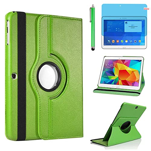 Funda para Samsung Galaxy Tab 4 10.1 Inch 2014 SM T530 SM T531 SM T535,360 Rotación Soporte Protección Cubrir Casos,Estuche de Tableta,Tener bolígrafo,Película Protectora (Green)