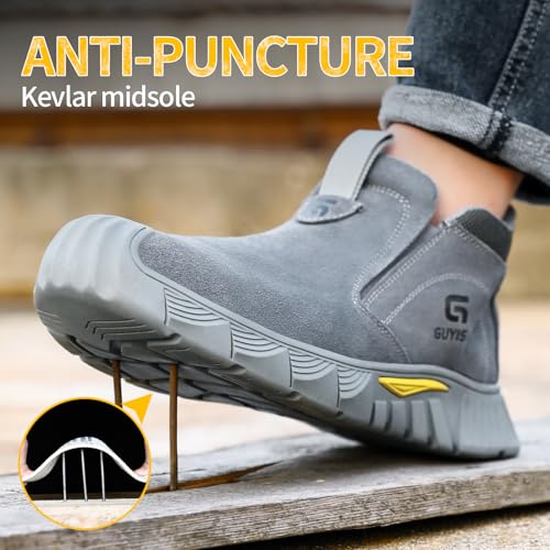 Image of Work Boots for Men Slip On Welding Boots for Men Indestructible Steel Toe Boots Men's Steel Toe Shoes Fireproof Safety Toe Shoes Construction Boots for Welder Men's Work Shoes.