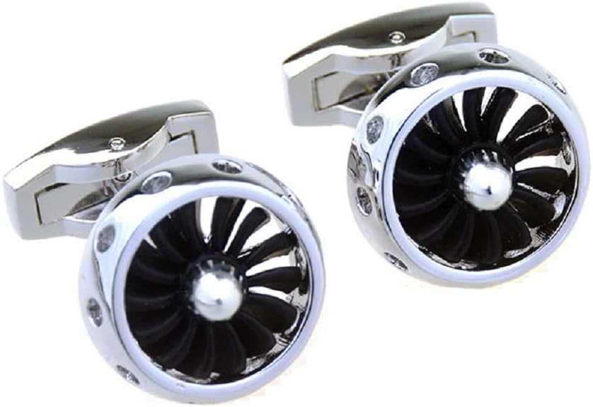 MRCUFF Jet Propeller Engine Fan Airplane Propellor Pair of Cufflinks in a Presentation Gift Box & Polishing Cloth