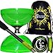 Produktbild Diabolo Set Cyclone Quartz (Grün) Freiläufer (mit kugellager) Dreifache Lagerung Kombi-Set mit Diablo CARBON-Handstäbe und Diaboloschnur (diabolo schnur ULTRA SPIN) 10m-Rolle +Reisetasche! Jongliergeräte / Diabolo Für Kinder