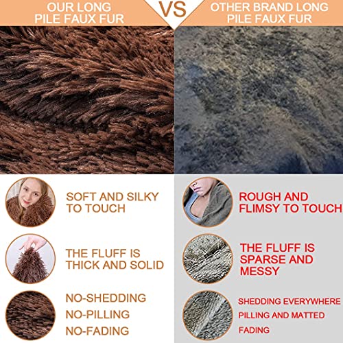 Yusoki Brown Faux Fur Throw Blanket,2 Layers,50" X 60", Soft Fuzzy Fluffy Plush Furry Comfy Warm Blanket For Men Couch Bed Chair Sofa Bedroom Gift #TOP1