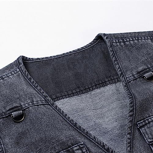 Men Denim Vest Outdoor Casual Work Jackets Multi Pocket Sleeveless Jackets Travel Photo Fishing Hiking Vests Outwear4