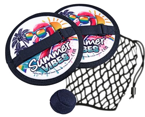 Simba Neopren Klettballspiel Wurf- und Fangspiel mit 2 weichen Klettball-Handfängern (18 cm) 1 Ball (4 7 cm) & Tragetasche Outdoor-Spielzeug für drinnen & draußen ab 3 Jahren