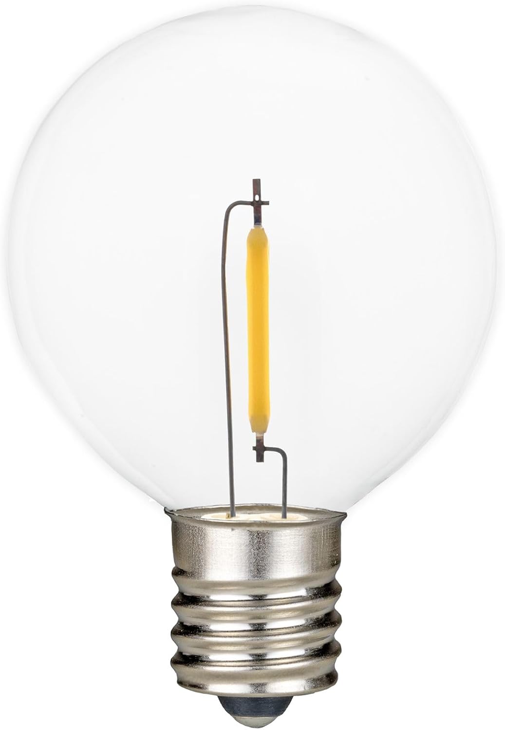 25 Pack G50 Warm White LED Replacement Bulbs – Shatterproof Plastic Filament Bulbs for C9/E17 Sockets, Energy Efficient 0.6W, Indoor/Outdoor Use, 3500 Hour Life