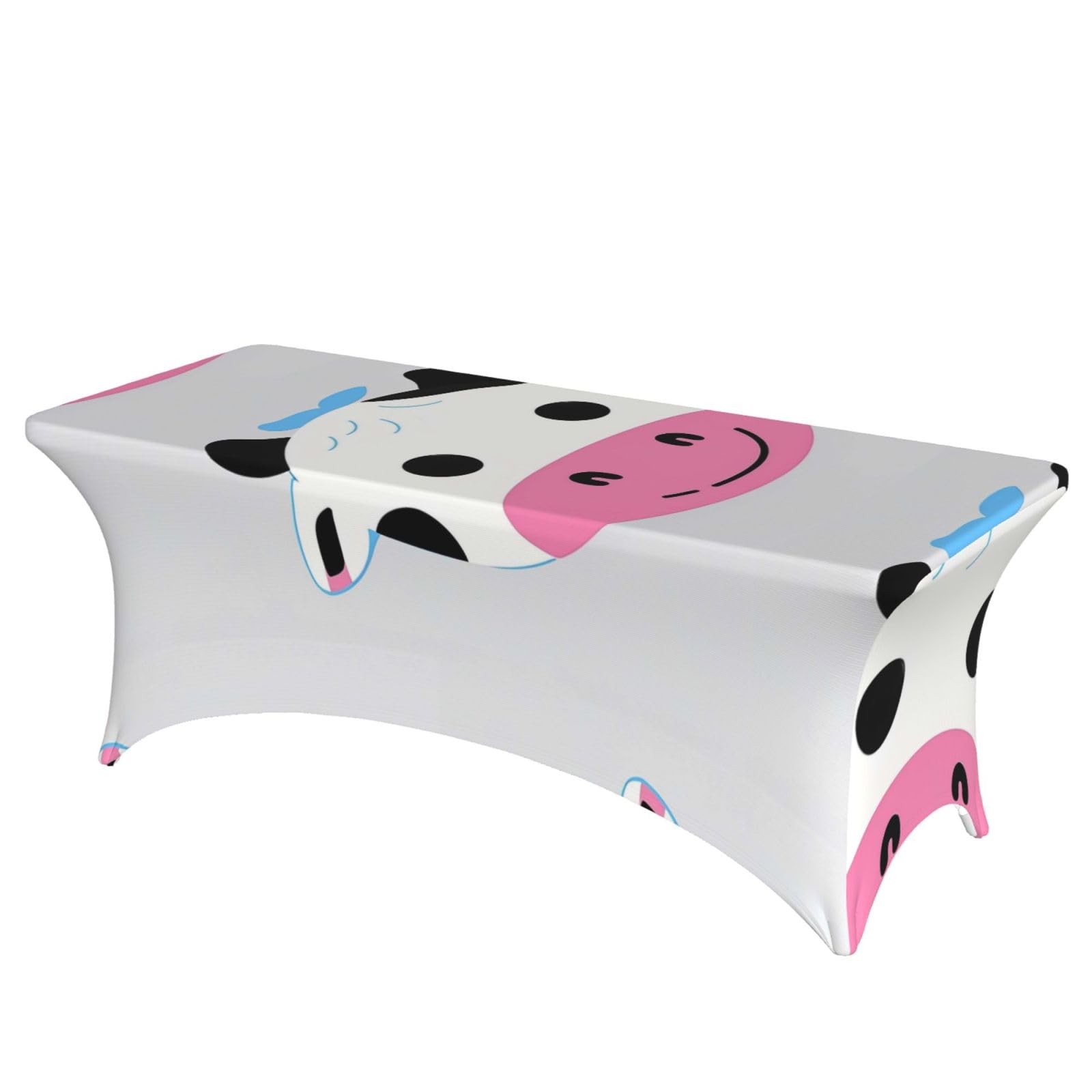 LMNGH Funny Cow Decorative Tablecloth Protector for Wedding, Banquet & Parties6FT Spandex Rectangle Tablecloths, Stretch Washable Table Cloth Wrinkle Free Patio Table Cover