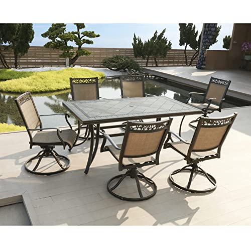 CASUAL WORLD Aluminum Patio Rectangle Dining Table for 6 People, Weather-Resistant Outdoor Table with Umbrella Hole for Garden Backyard Lawn, 65.1\" x 35\"
