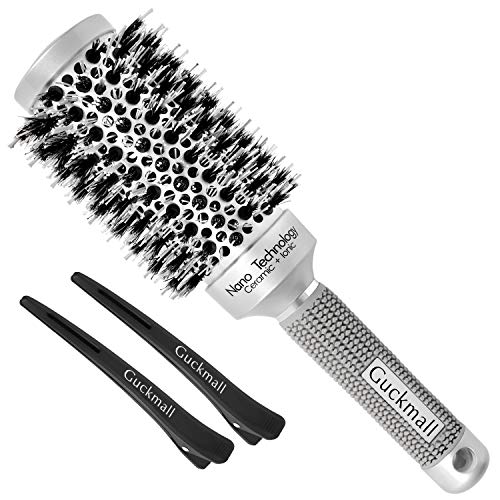 Guckmall SUPRENT Nano Thermal Ceramic & Ionic Round Barrel Hair Brush with Boar Bristle, for Curling &Straightening Hair Drying, Styling Hair Drying,Adding Volume & Shine.