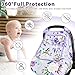 CARUILI Car Seat Cover Baby Girl, Warm Winter Carseat Cover for Baby, Purple Floral Infant Car Seat Canopy with Peep Window, for Protecting Baby from Wind & Sun, Kick-Proof & Windproof