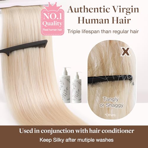 Image of GOO GOO Sew In Hair Extensions Real Human Hair for Women, Weft Hair Extensions, 16 /22 Light Blonde Highlighted Golden Blonde 18inch 100g, Double Weft with Thick Ends for Natural Volume Everyday Wear